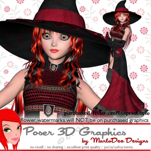 Halloween Witch Girl Poser Graphics set 1