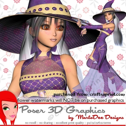 Halloween Witch Girl Poser Graphics set 4