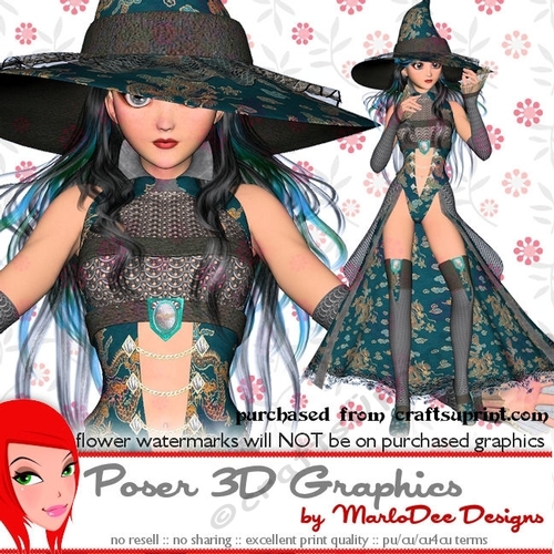 Halloween Witch Girl Poser Graphics set 6