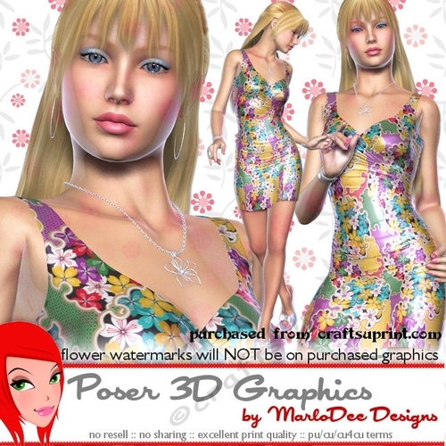 Date Night Out Sexy Woman Poser in a Floral Dress Graphics set 2