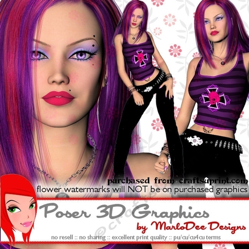 Sexy Punk Woman Poser Graphics set 4