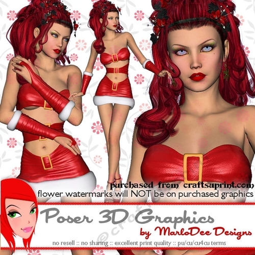Sexy Christmas Woman Poser Tube Graphics set 1