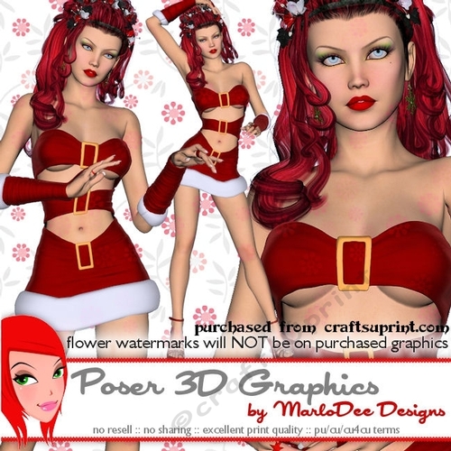 Sexy Christmas Woman Poser Tube Graphics set 2