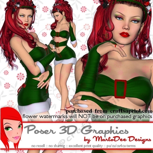 Sexy Christmas Woman Poser Tube Graphics set 3