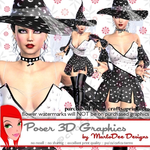 Halloween Witch Poser Tube Graphics set 3