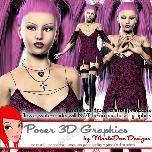 Gothic Halloween Witchery Poser Tube Graphics set 4