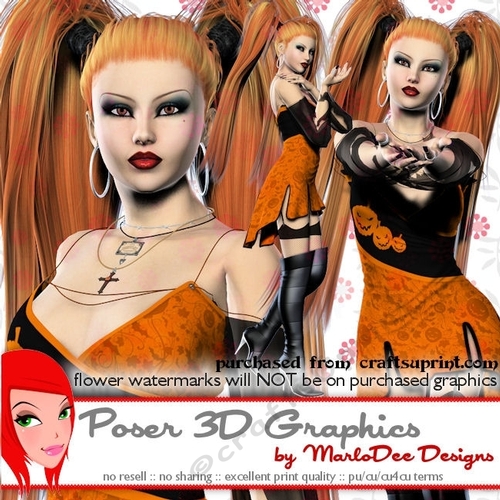 Gothic Halloween Witchery Poser Tube Graphics set 6