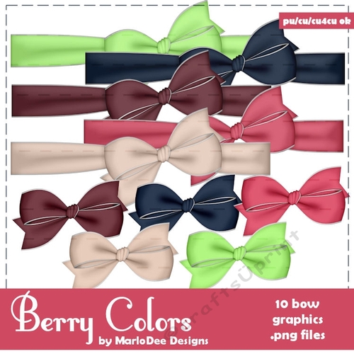 Berry Colors Bow Graphics set 1 