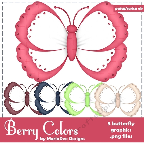 Berry Colors Butterfly Graphics set 1
