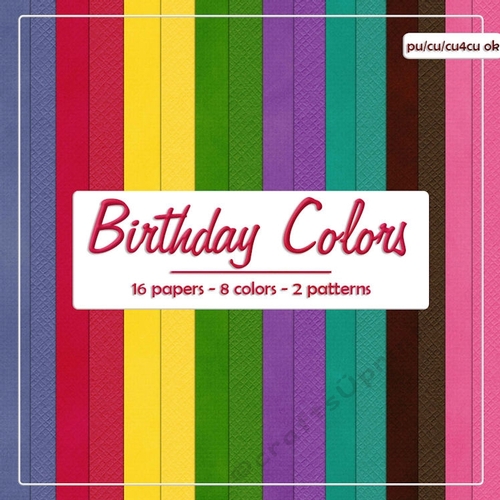 Birthday Colors 1 Digital A4 Cardstock Papers Backgrounds