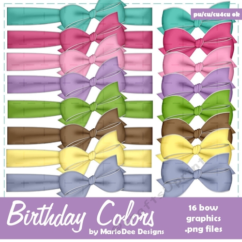 Birthday Colors 1 Digital Bows pkg 1