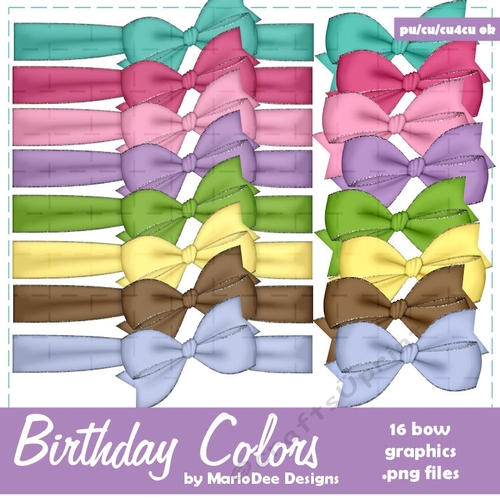 Birthday Colors 1 Digital Bows pkg 2