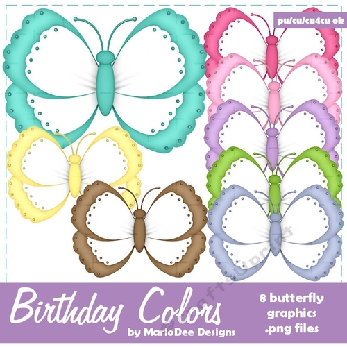 Birthday Colors 1 Butterfly Graphics 