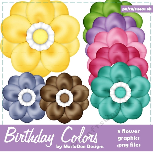 Birthday Colors 1 Flower Graphics 1