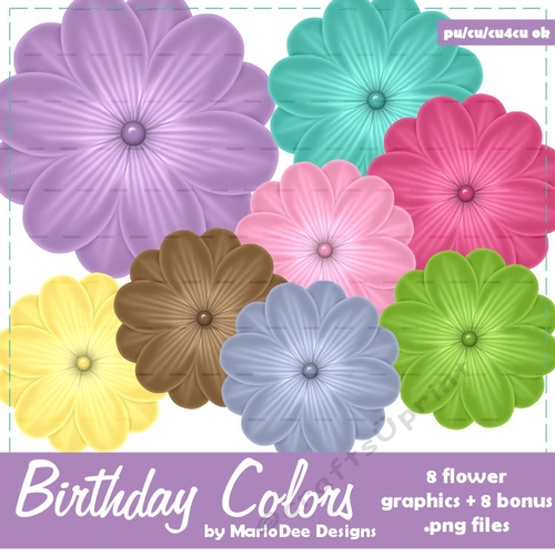 Birthday Colors 1 Flower Graphics 3
