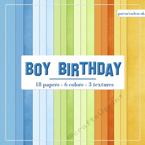 Boys Birthday Colors A4 Digital Cardstock Paper Backgrounds