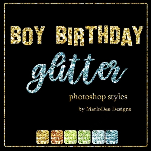 Boys Birthday Colors Glitter Photoshop Styles
