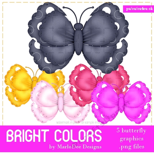 Bright Colors Digital Butterflies pkg 2