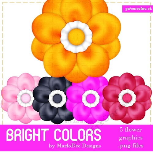 Bright Colors Digital Flowers pkg 1
