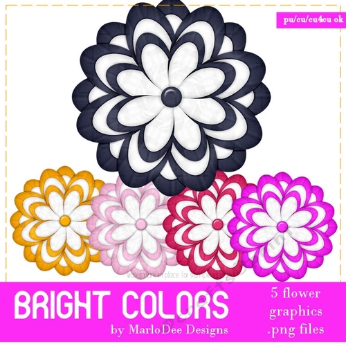 Bright Colors Digital Flowers pkg 4