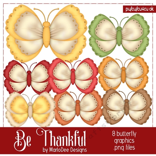 Be Thankful Fall Colors Digital Butterflies pkg 1