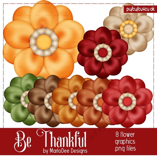 Be Thankful Fall Colors Digital Flowers pkg 1