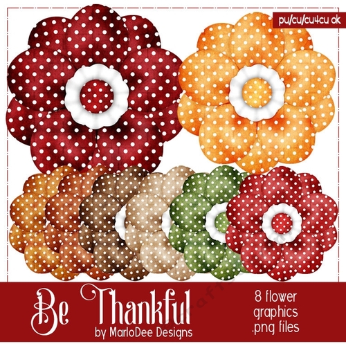 Be Thankful Fall Colors Digital Flowers pkg 4