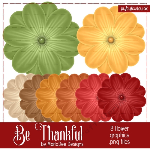 Be Thankful Fall Colors Digital Flowers pkg 2