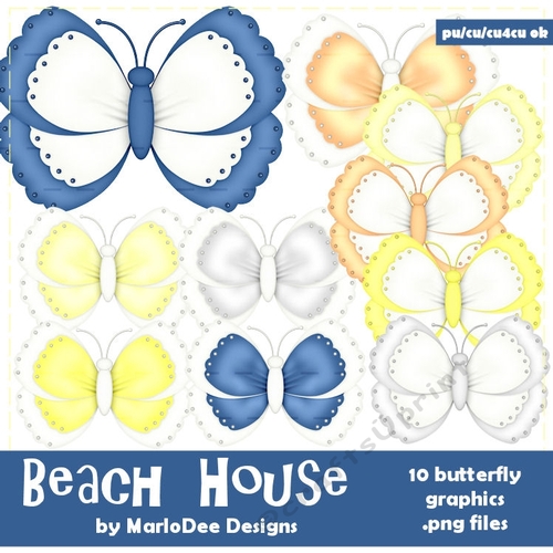 Beach House Colors Digital Butterflies