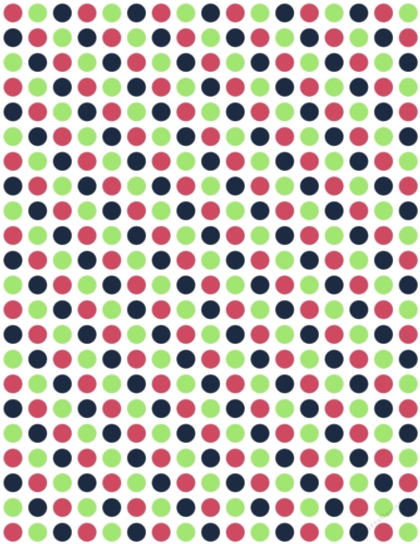 Lime Green, Berry Red & Navy Blue Polka Dots on White Digital A4 Paper Background