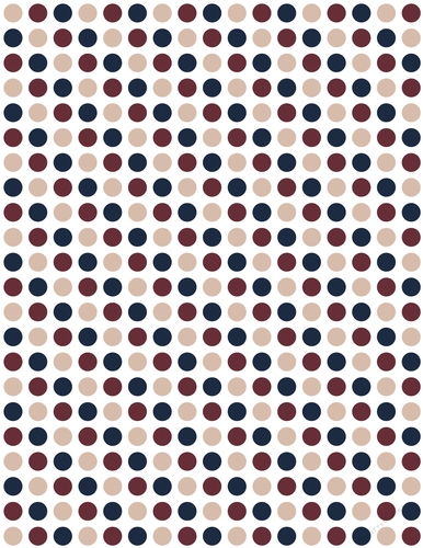 Taupe, Dark Red & Navy Blue Polka Dots on White Digital A4 Paper Background