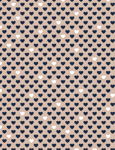 Navy Blue & White Hearts on Taupe Digital A4 Paper Background
