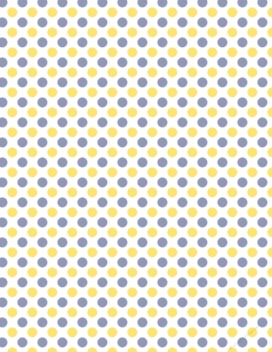 Blue & Yellow Polka Dots on White Digital A4 Paper Background