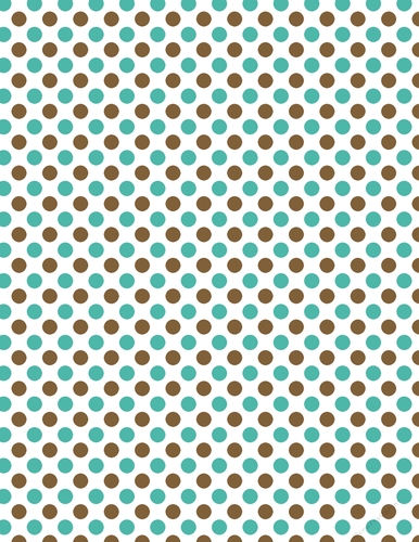 Teal Blue & Brown Polka Dots on White Digital A4 Paper Background