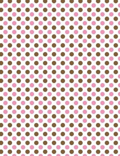 Pink & Brown Polka Dots on White Digital A4 Paper Background