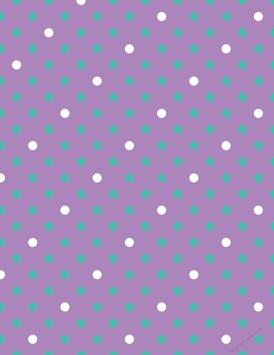 Teal Blue & White Polka Dots on Purple Digital A4 Paper Background