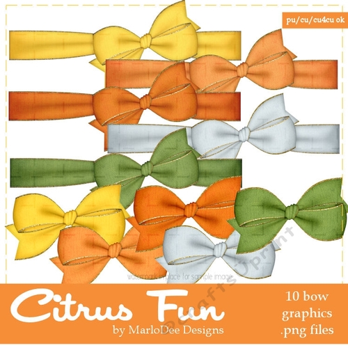 Citrus Fun Colors Digital Bows pkg 2