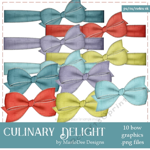 Culinary Delight Colors Bow Graphics package 3 - Glitter Edges