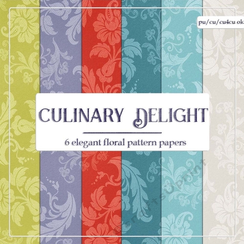 Culinary Delight Elegant Floral Pattern Digital Paper Backgrounds