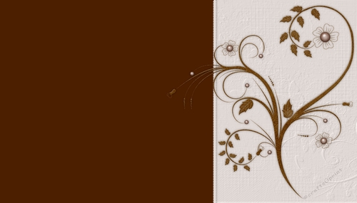 Dark Reddish Brown & Cream with Brown Floral Stem Background