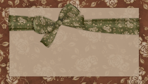 Dark Brown Floral with Green Wrapped Bow Background