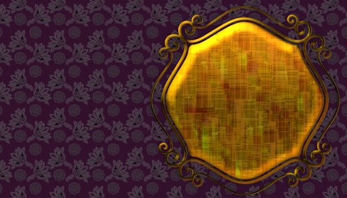 Dark Floral Purple with Golden Medalion Design Background