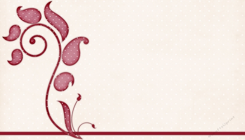 Reddish Pink Swirl Design on Off White Polka Dot Pattern Background