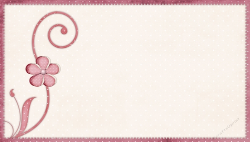 Pink Floral Swirl Design on Off White Polka Dot Pattern Background