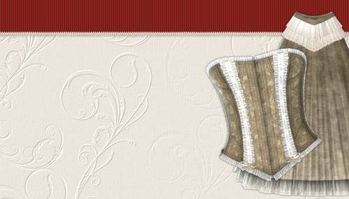 Vintage Steampunk Clothing on Off White & Red Background