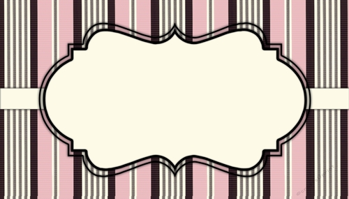 Pretty White Tag on Black, Pink and Cream Striped Background