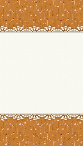 Pretty White Tag on Burnt Orange Floral Background