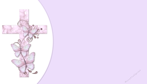 Pink Floral Cross with Butterflies Background