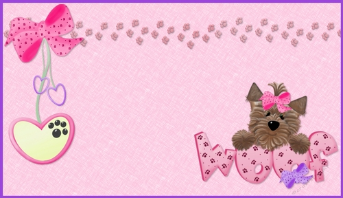 Woof Girl Dog on Pink Background