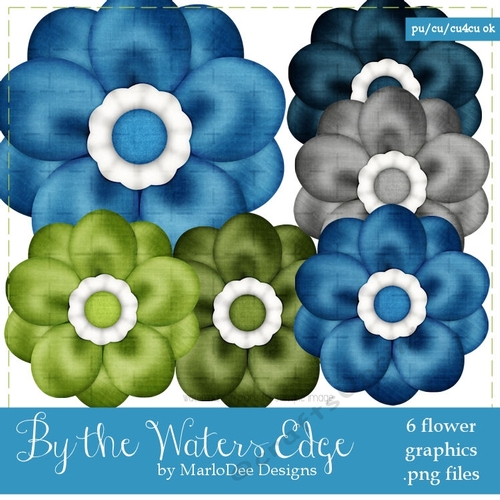 By the Waters Edge Colors Digital Flowers pkg 1